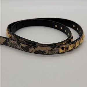 Tory Burch Black and Tan Belt with Gold Accents